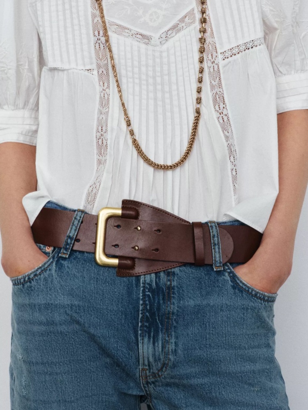 Zara 100% leather pin buckle belt